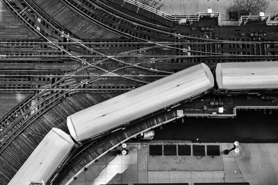 High angle view of train on railroad tracks