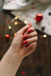 Red nails. fashionable manicure