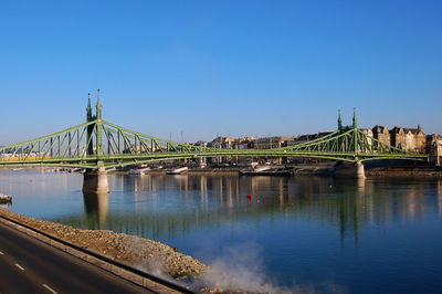 Suspension bridge over river