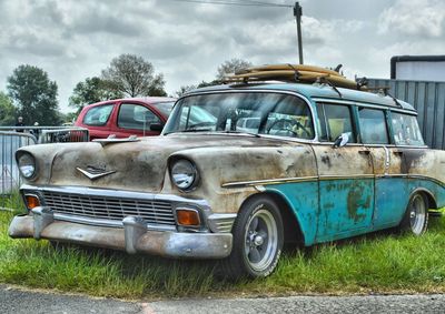 Vintage car on road