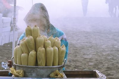 Man standing by corns