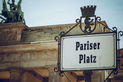 Low angle view of information sign