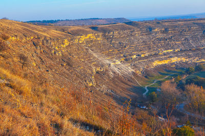 View from the surrounding hills . riverside valley landscape