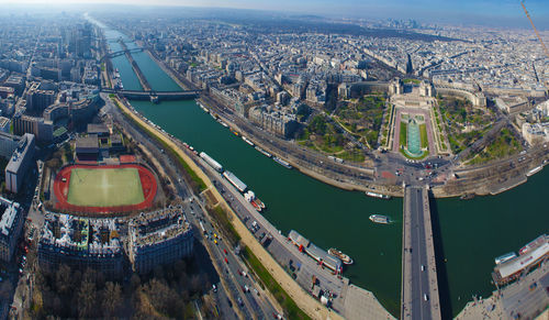 High angle view of city street