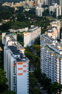 High angle view of buildings in city