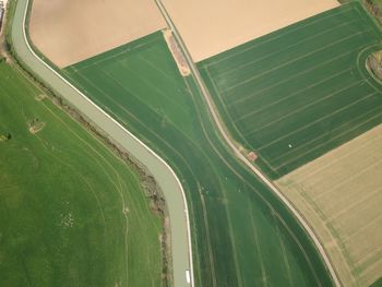 High angle view of car moving on road