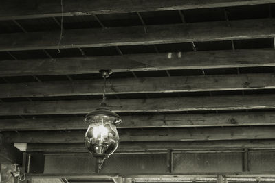 Low angle view of illuminated light bulb