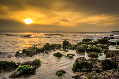 Scenic view of sea against sky during sunset