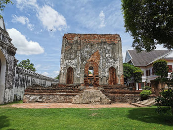 Exterior of historic building against sky