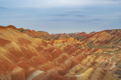 Danxia scenic view of arid landscape against sky