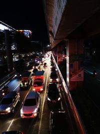 Traffic on road in city at night
