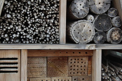 Full frame shot of chopped firewood