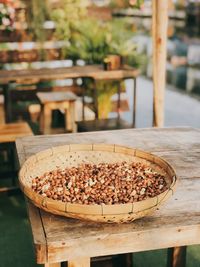 High angle view of food on table