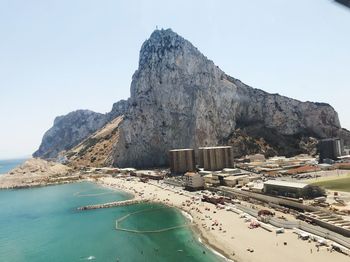 Panoramic shot of sea against clear sky