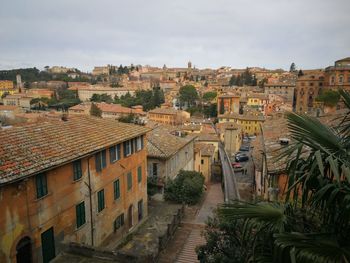 High angle view of townscape against sky