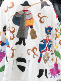 High angle view of multi colored painting on wall