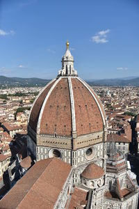 High angle view of cathedral against sky in city