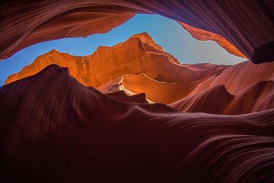 Low angle view of rock formations in desert