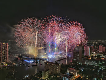 Firework display at night