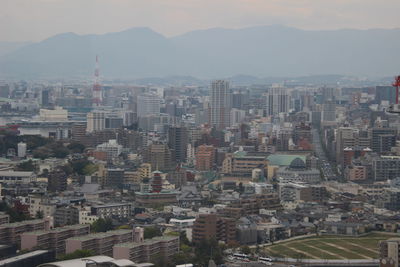 High angle view of buildings in city