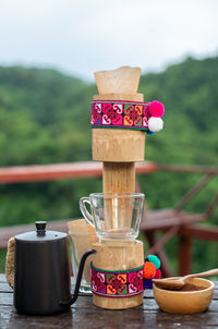 Close-up of coffee cup on table