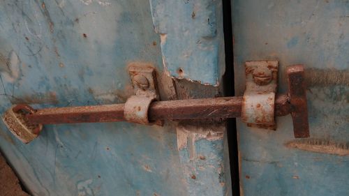 Close-up of rusty metal door