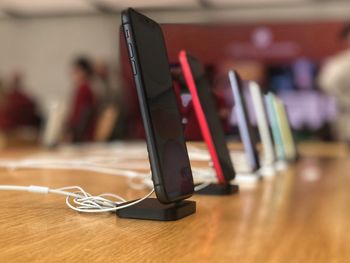 Close-up of laptop on table