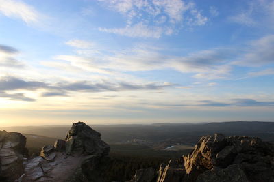 Scenic view of rock formation against sky