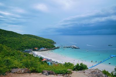 High angle view of beach against sky