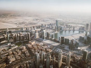 High angle view of buildings in city