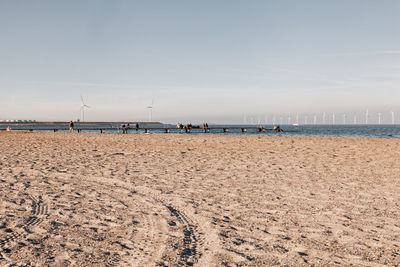 Scenic view of beach against clear sky