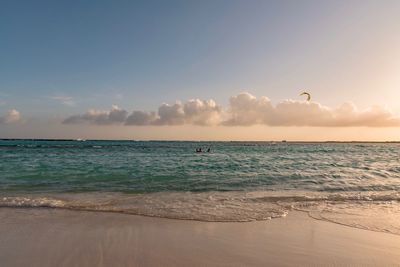 Scenic view of seascape against sky during sunset