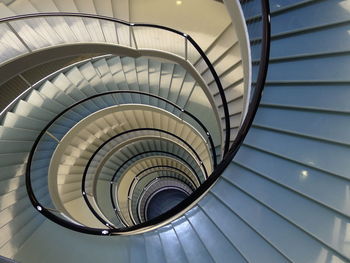 High angle view of spiral staircase in building