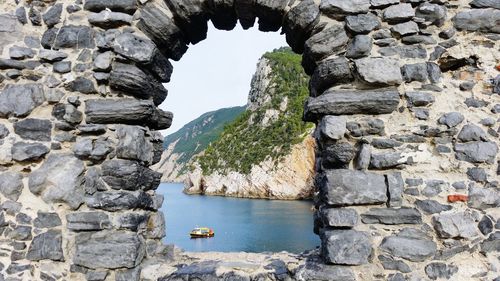 Scenic view of boat on sea