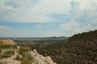 Scenic view of landscape against cloudy sky