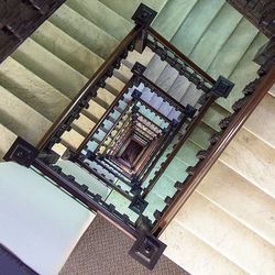High angle view of spiral stairs