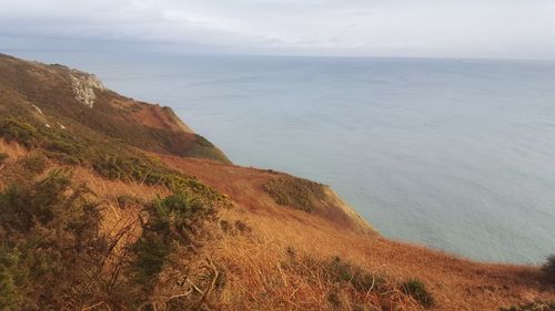 Scenic view of sea and mountains