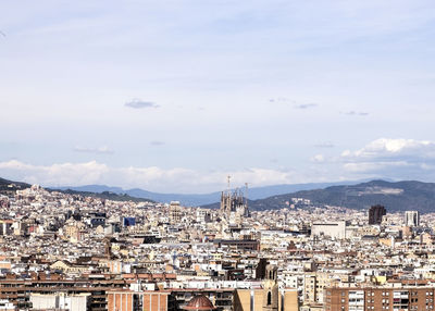 High angle view of townscape against sky