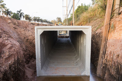 Staircase of bridge over river