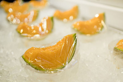 Close-up of fish in plate on table