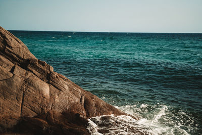 Scenic view of sea against clear sky