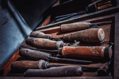 Close-up of sculpture tools