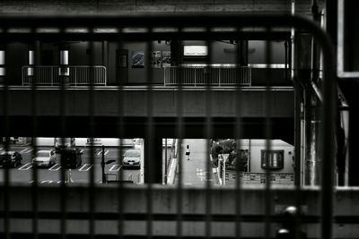 Reflection of man in bus