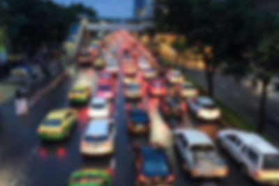 Close-up of traffic on road in city