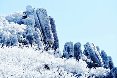 Panoramic view of snow covered mountain against sky