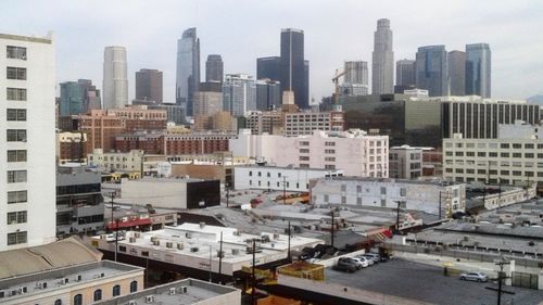 Cityscape against sky during winter