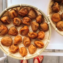 High angle view of food in plate