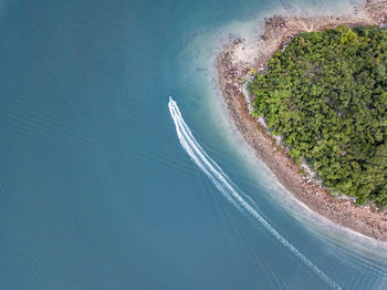 High angle view of surf on beach