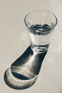 High angle view of glass on table