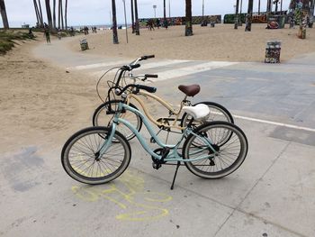 Bicycles parked at beach
